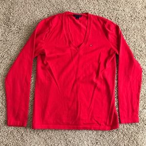 Tommy Hilfiger Red V Neck Pullover Sweater M